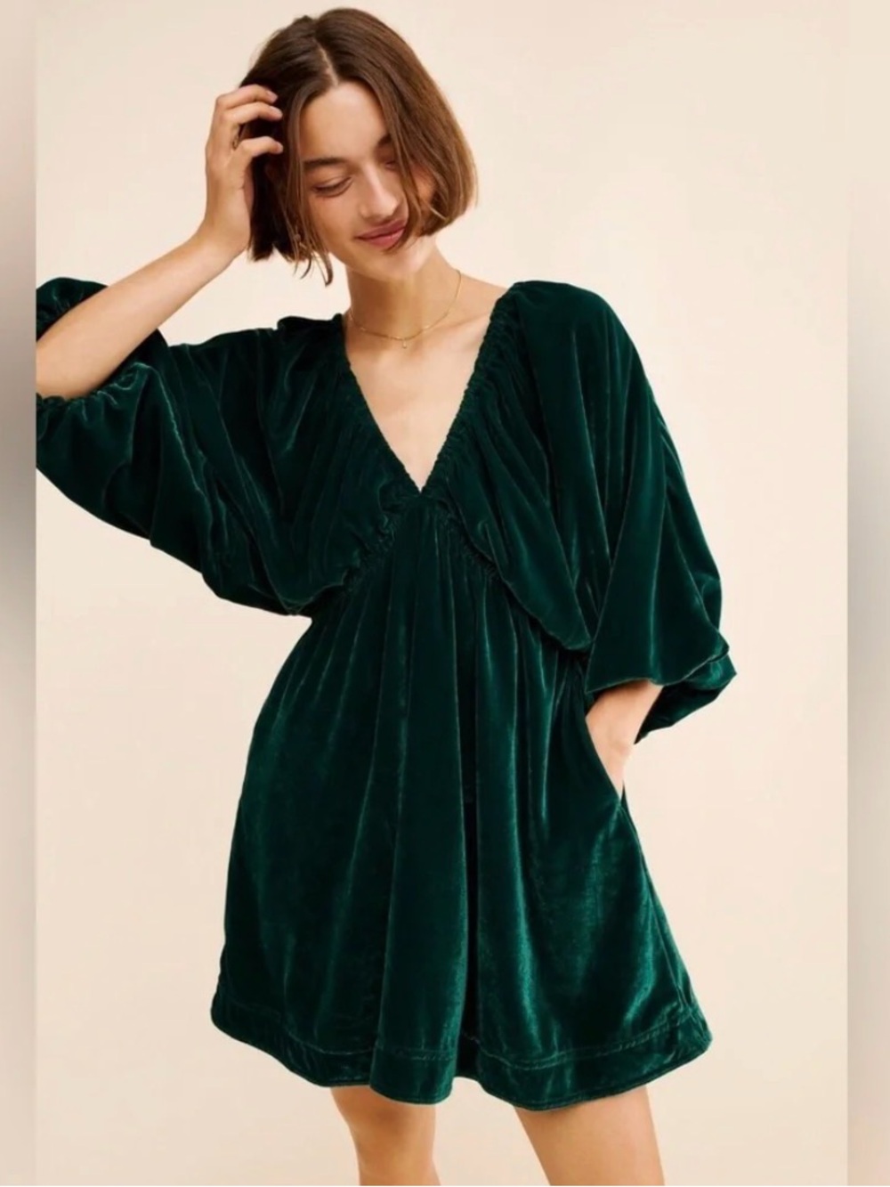 Free People Emerald Velvet Dress
